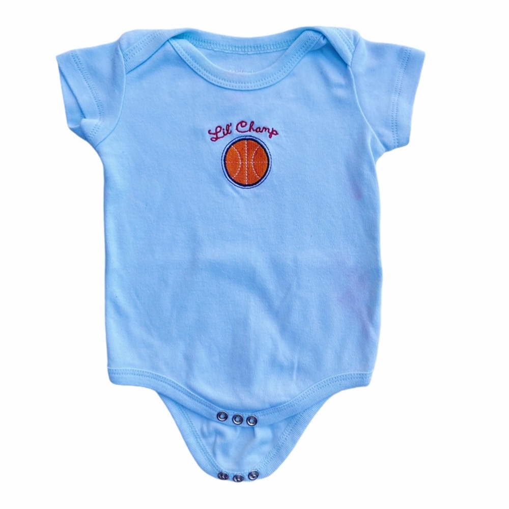 3/$9 0-6M Kidgets Lil’ Champ Basketball Onesie!